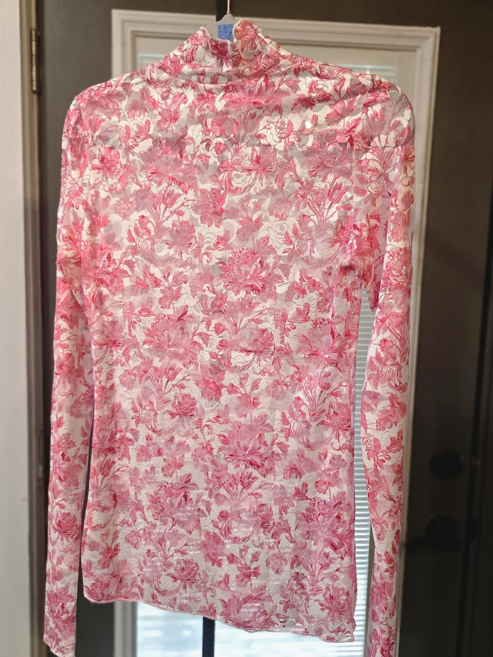 Pink Romance Floral Mock Neck Top